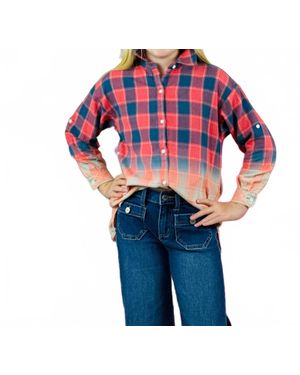Love Daisy Girl's Flannel Shirt - Blue