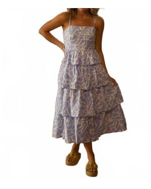 TCEC Animal Printed Tiered Ruffled Dress - Brown