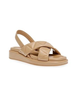 Anne Klein Air Sandals Nude Leather Cross Strap Slingback Zogg3117 - Metallic
