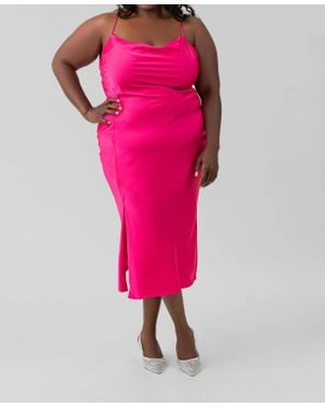 Kilo Brava Cowl Slit Slip Dress - Pink