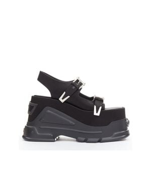 Versace Anthem 120 Satin Silk Medusa Platform Sandals - Black