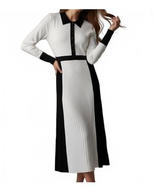 Riviera Sadie Colorblock Pleated Midi Dress - Black