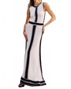 EB Luxe Stripe Detail Crochet Maxi Dress - White