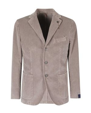 Santaniello Taupe Synthetic Velvet Cotton Blazer - Brown
