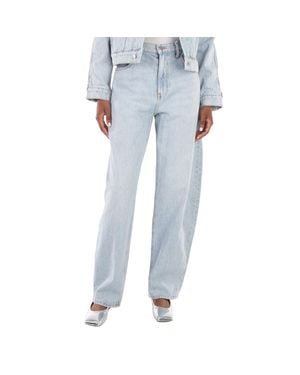 T By Alexander Wang Logo-Patch High-Rise Tapered Cotton Jeans - Blue