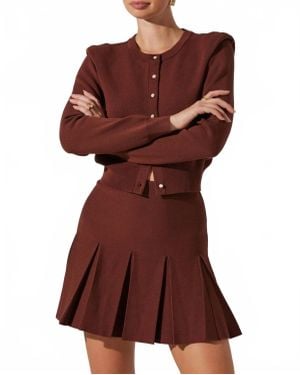 Astr Denisa Pleated Mini Skirt - Brown