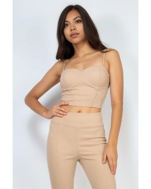 TRUEDAMES Corset Bustier Sweetheart Crop Top - Natural