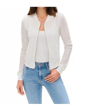 Six Fifty Cutout Open Knit Zip-Up Top - White
