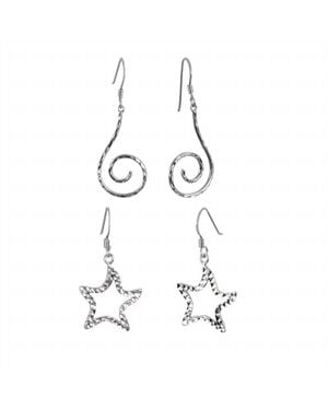 Gold & Honey Star And Swirl Drop Earrings Set - White