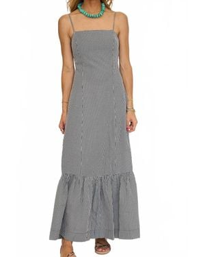 English Factory Gingham Square Neck Maxi Dress - Gray