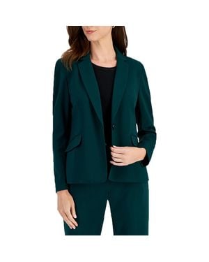 Kasper Petites Collar Viscose One-Button Blazer - Green