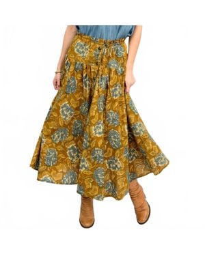 Ivy Jane Honey Hydrangea Button Skirt - Yellow