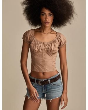 Lucky Brand Short Sleeve Corset Top - Blue