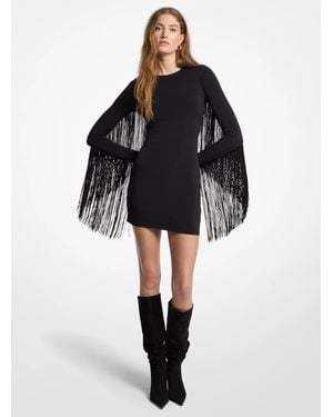 Michael Kors Fringed Matte Jersey Dress - Black