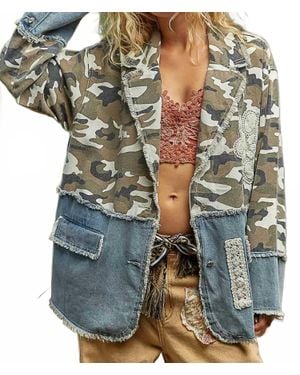 Pol Camo Half Denim Jacket - Blue