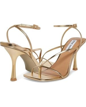 Steve Madden Annie Sandal Champagne Ankle Strap Stiletto Heel Zap1758 - Metallic