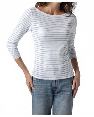 Lilla P Striped 3/4 Sleeve Boatneck - Blue