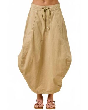 Doe And Rae Side Tuck Midi Skirt - Natural