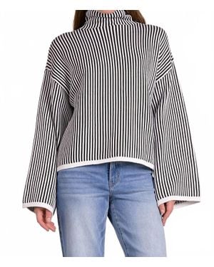 Elan Striped Long Sleeve Sweater - Black