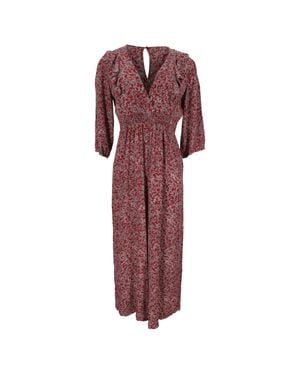 Ba&sh V-Neck Printed Jumpsuit - Red