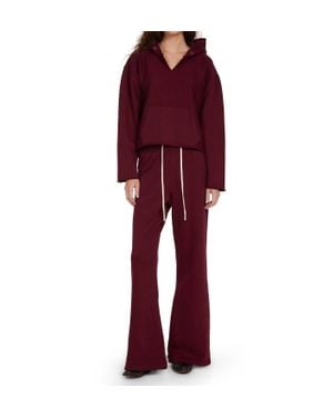 Les Tien Rachel Raw Crop Hoodie Top - Red