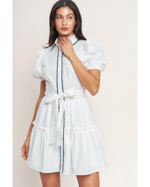 TRUEDAMES A Little Bit Lovely Woven Mini Dress - White