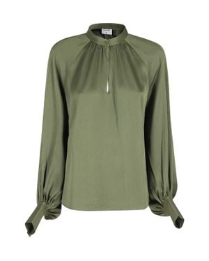 Filippa K Stand Collar Raglan-Sleeves Acetate-Blend Blouse - Green