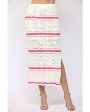 Fate Stripe Crochet Midi Skirt - Multicolor
