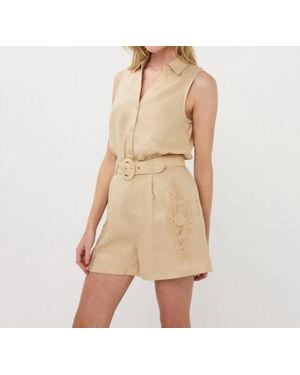 EsQualo Sleeveless Linen Blouse - Natural