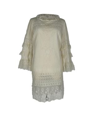 Saloni Lori B Pintucked Ruffled Mini Dress - Natural