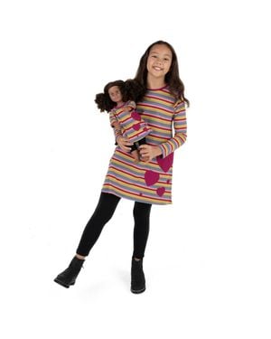 Leveret Striped Cotton Dress Set - Red