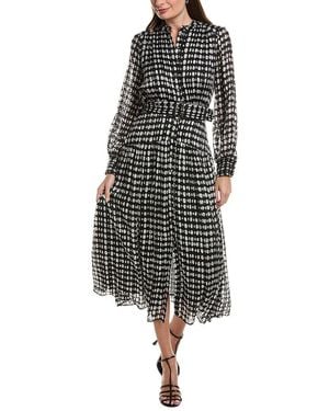 Tahari The Rue Silk-Blend Midi Dress - Black
