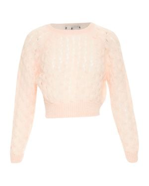 Simone Rocha Mohair Blend Bubble Knit Cropped Sweater - White