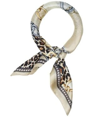 Saint Grace Leopard Animal Print Creme Colored Scarf - Metallic