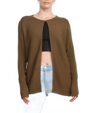 Lissy Crew Neck Open Front Knit Cardigan - Green