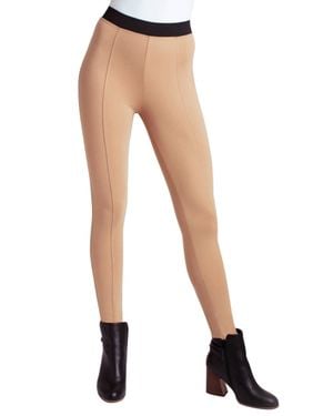 Kensie Elastic Waistband Compression Ponte Leggings - Black