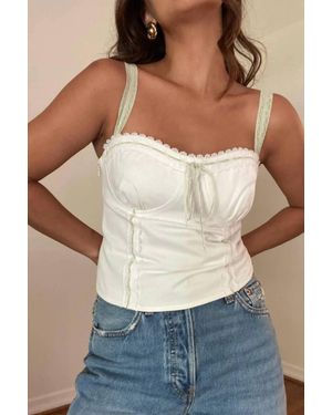 Et Clet Ribbon Detail Corset Top - Blue