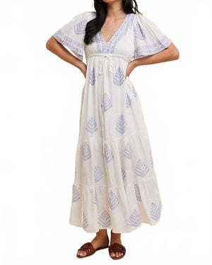 In-Loom Embroidered All Over Maxi Dress - White