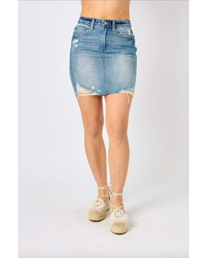 Judy Blue Rigid Magic Destroy Skirt - Blue