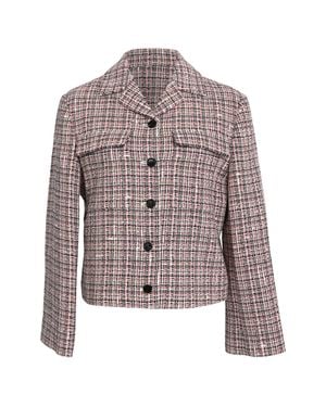 Theory Cropped Tweed Jacket - Brown