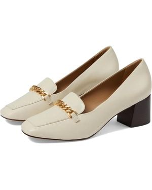 Bernardo Avery Pumps 'Sm Eggshell Leather Square Toe Block Heel Zogg3341 - Natural