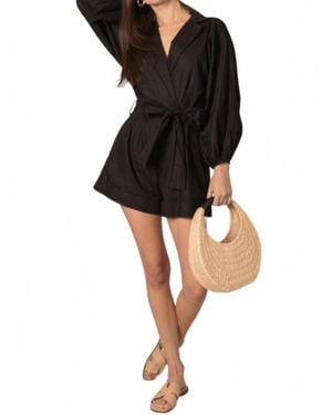 Before You Collection Linen Romper - Black