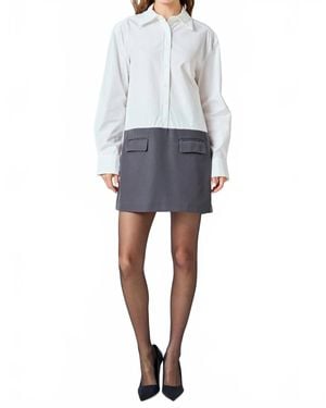 Endless Rose Val Collared Dress - Gray