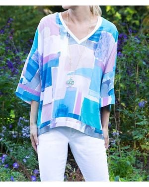 tyler boe Silk Watercolor Top - Blue