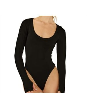 Cream Yoga Ellen Long-Sleeve Bodysuit - Black