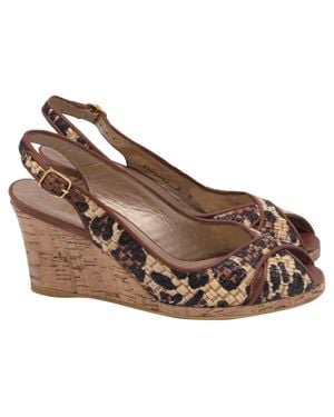 Stuart Weitzman Jean Cork Wedge Slingback Sandals - Brown