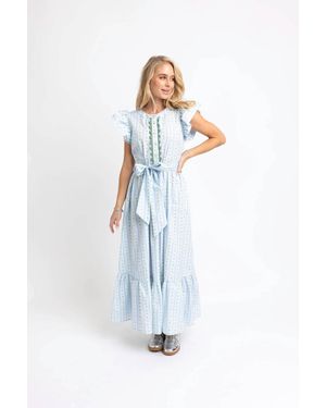 Karlie Floral Stripe Ric Rac Maxi Dress - White