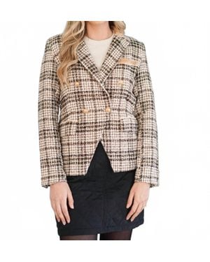 Mystree Antoinette Sparkle Tweed Blazer - Natural