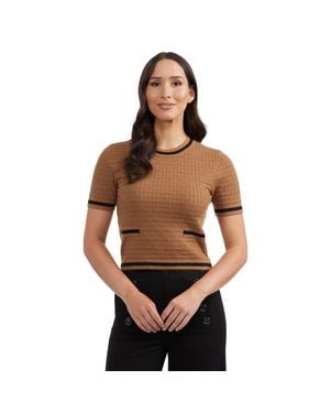 Ellen Tracy Textured Shirt With Contrast Rib Trim - Black