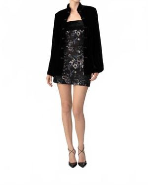 SAU LEE Dominic Velvet Jacket - Black